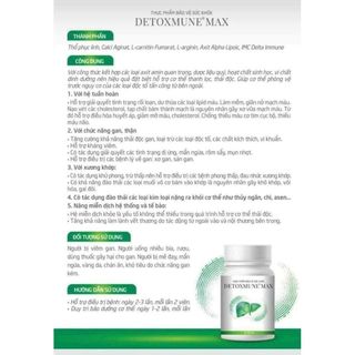 Thực Phẩm Bảo Vệ Sức Khỏe Detoxmune Max – Hỗ Trợ Giải Độc & Tăng Cường Chức Năng Gan | Mua 1 Tặng 1 Quà Ngẫu Nhiên