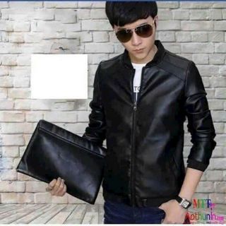 Áo khoác nam chất da simili bo thun