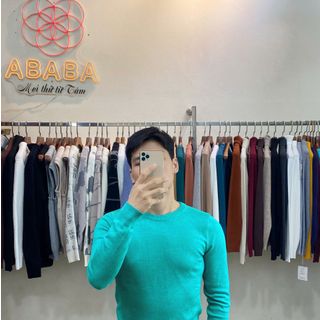 Áo len nam cổ tròn kẻ trẻ trung len dệt kim dày dặn dáng ôm body - Hà Đinh