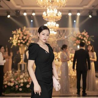 Đầm nhúng eo tay phồng mẫu dự tiệc sang trọng