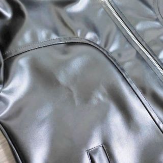 Áo khoác nam da simili chất lượng túi giả dây kéo ở ngực