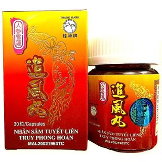 Viên uống đau nhức xương khớp Nhân Sâm Tuyết Liên Truy Phong Hoàn hỗ trợ đau lưng, viêm sưng khớp xương và các chứng về phong thấp, đau thần kinh toạ - Hộp 30 viên - Xuất xứ: Malaysia - Mã số 2122