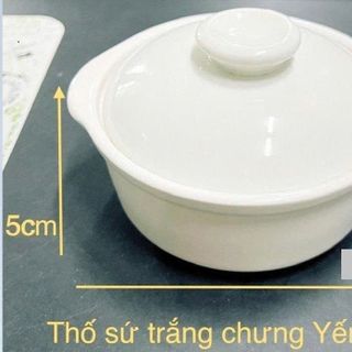 THỐ SỨ TRẮNG CHƯNG YẾN CÓ NẮP ĐẬY 5in (T72)