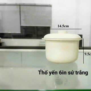 THỐ SỨ TRẮNG CHƯNG YẾN CÓ NẮP ĐẬY 6in (T36)