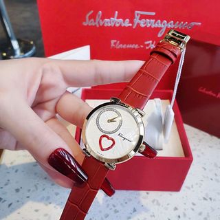 ĐỒNG HỒ NỮ CAO CẤP SALVATHORE COURE DÂY DA CÁ SẤU MẶT TRÁI TIM NIỀNG THÉP