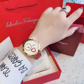 ĐỒNG HỒ NỮ CAO CẤP SALVATHORE COURE DÂY DA CÁ SẤU MẶT TRÁI TIM NIỀNG THÉP