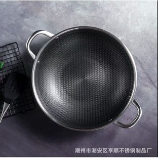 Chảo tổ ong cán inox 28cm - loại 2 quai