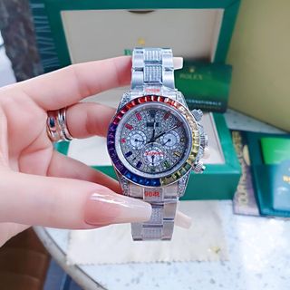 ĐỒNG HỒ NAM SIÊU CẤP RÔLET AUTOMATIC FULL XOÀN VIỀN ĐÁ RAINBOW MÁY CƠ