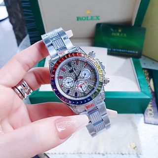ĐỒNG HỒ NAM SIÊU CẤP RÔLET AUTOMATIC FULL XOÀN VIỀN ĐÁ RAINBOW MÁY CƠ