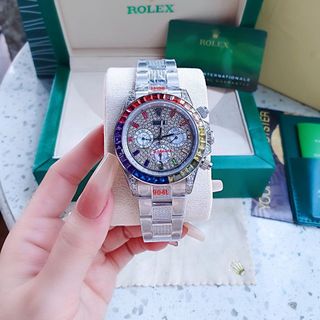 ĐỒNG HỒ NAM SIÊU CẤP RÔLET AUTOMATIC FULL XOÀN VIỀN ĐÁ RAINBOW MÁY CƠ