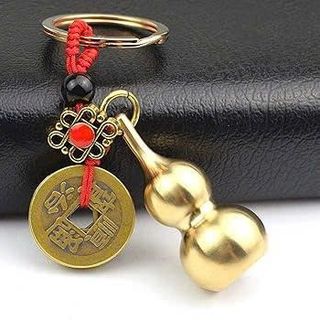 MÓC KHOÁ HỒ LÔ VÀ 5 ĐỒNG XU PHONG THUỶ MAY MẮN