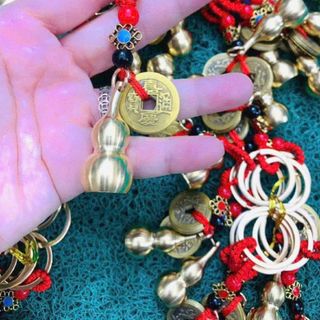 MÓC KHOÁ HỒ LÔ VÀ 5 ĐỒNG XU PHONG THUỶ MAY MẮN