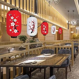 Lồng đèn treo Tết in hoa đào số 12