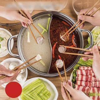 NỒI LẨU INOX 2 NGĂN 30CM NẮP KÍNH