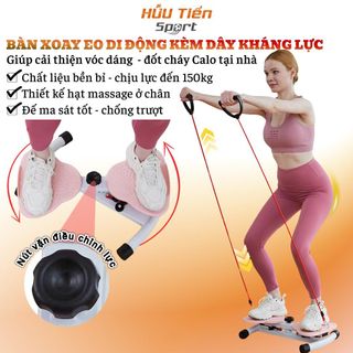 Bàn Xoay Eo Bụng Đa Năng 3 Trong 1 Kèm Theo Dây Kháng Lực,Có Hạt Massage Chân, Tập Thể Dục Tại Nhà