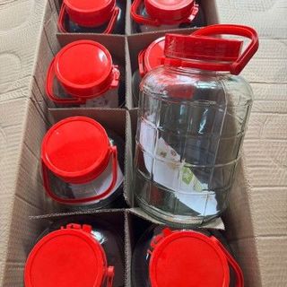 Bình thuỷ tinh nắp đỏ để ngâm rượu, thuốc - loại 5 Lít (T8 )