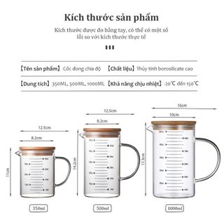Ca Thủy Tinh Chia Vạch Quai Kèm Nắp 350ml FG5550 (THÙNG 125C)