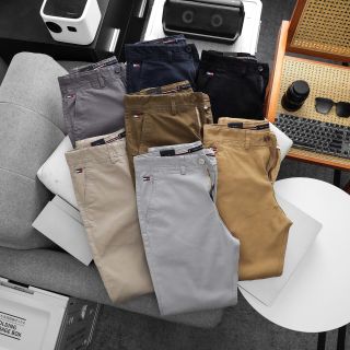 Quần dài kaki nam. Mẫu quần thêu với chất kaki dày dặn, mịn, co giãn tốt, thiết kế form ống thoải mái.