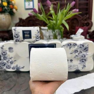 SET 12 CUỘN KHĂN GIẤY VỆ SINH HAMI HOA XANH