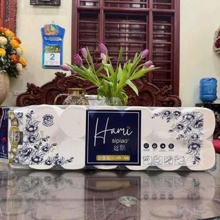 SET 12 CUỘN KHĂN GIẤY VỆ SINH HAMI HOA XANH