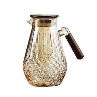 Bình, Ca Thủy Tinh Chịu Nhiệt Vàng Tay Cầm Cán Gỗ (THÙNG 24C)