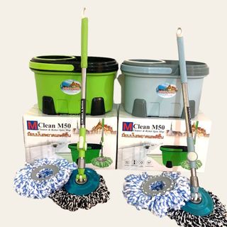 Bộ Lau Nhà 360 Độ M50 Cao Cấp - Cây Lau Nhà Thông Minh Tự Vắt, Đầu Lau Microfiber Thấm Hút Tốt