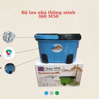 Bộ Lau Nhà 360 Độ M50 Cao Cấp - Cây Lau Nhà Thông Minh Tự Vắt, Đầu Lau Microfiber Thấm Hút Tốt