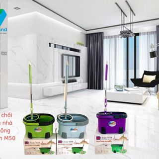 Bộ Lau Nhà 360 Độ M50 Cao Cấp - Cây Lau Nhà Thông Minh Tự Vắt, Đầu Lau Microfiber Thấm Hút Tốt