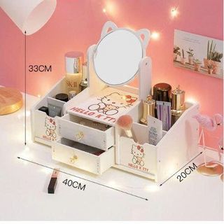 KỆ ĐỰNG MỸ PHẨM MINI KÈM GƯƠNG TAI MÈO