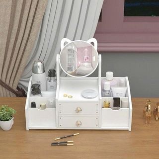 KỆ ĐỰNG MỸ PHẨM MINI KÈM GƯƠNG TAI MÈO