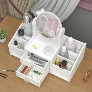 KỆ ĐỰNG MỸ PHẨM MINI KÈM GƯƠNG TAI MÈO