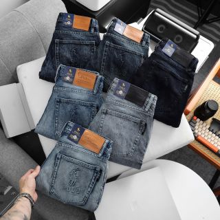 Quần jean dài nam. Chất jean chính phẩm co giản xịn sò dày dặn fom slim
