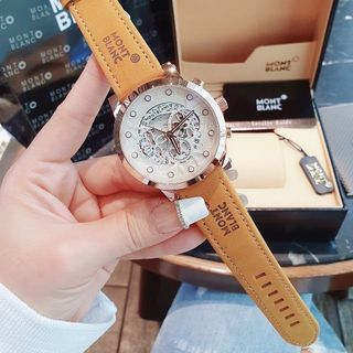 SĂN SALE ĐỒNG HỒ NAM TRUNG CẤP MONBLAN DÂY DA MẶT CHONOGRAP CHẤM TRẮNG