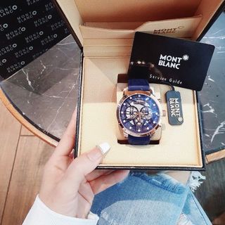 SĂN SALE ĐỒNG HỒ NAM TRUNG CẤP MONBLAN DÂY DA MẶT CHONOGRAP CHẤM TRẮNG