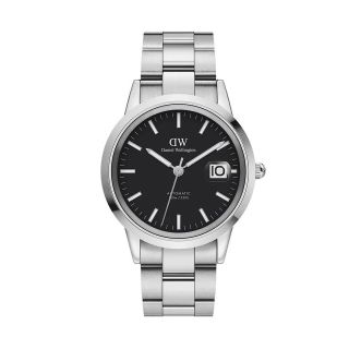 ĐỒNG HỒ NAM CAO CẤP D WELLINGTON ICONIC LINK AUTOMATIC DÂY THÉP BẠC MẶT ĐEN FULLBOX HỘP NƠ