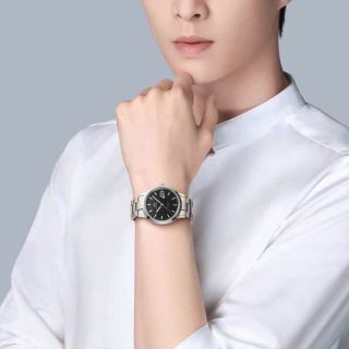 ĐỒNG HỒ NAM CAO CẤP D WELLINGTON ICONIC LINK AUTOMATIC DÂY THÉP BẠC MẶT ĐEN FULLBOX HỘP NƠ