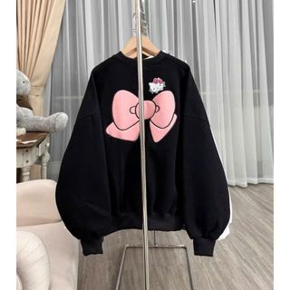 Áo SWETER nữ hình NƠ HỒNG in pét xịn