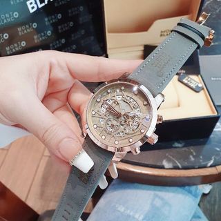 SĂN SALE ĐỒNG HỒ NAM TRUNG CẤP MONBLAN DÂY DA MẶT CHONOGRAP CHẤM TRẮNG