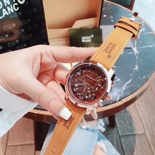 SĂN SALE ĐỒNG HỒ NAM TRUNG CẤP MONBLAN DÂY DA MẶT CHONOGRAP CHẤM ĐEN