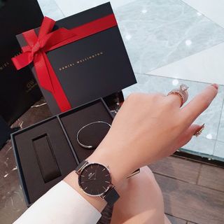 SET DANIEL W CAO CẤP LƯỚI QUADRO VÀ CUFF FULLBOX HỘP NƠ ĐỎ