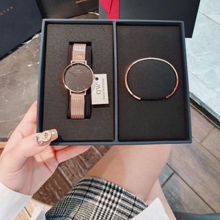 SET DANIEL W CAO CẤP LƯỚI QUADRO VÀ CUFF FULLBOX HỘP NƠ ĐỎ