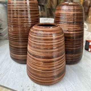 Set 3 Bình Hoa, Lọ Hoa Vân Gỗ (THÙNG 8 SET )