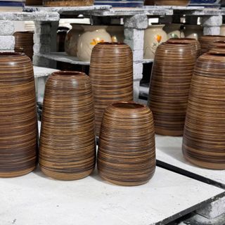 Set 3 Bình Hoa, Lọ Hoa Vân Gỗ (THÙNG 8 SET )