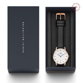 ĐỒNG HỒ NAM NỮ CAO CẤP D WELLINGTON DAPPER DÂY DA KIM XANH CÓ LỊCH FULLBOX HỘP NƠ