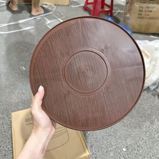 KHAY MỨT TRÒN GIẢ GỖ NẮP VÀNG