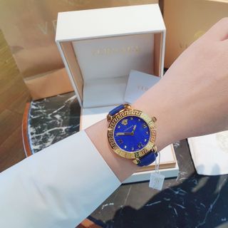 ĐỒNG HỒ NỮ CAO CẤP VẺRSEC MEDUSA DÂY DA MẶT TRÒN VÂN TIA ĐÁY LOGO