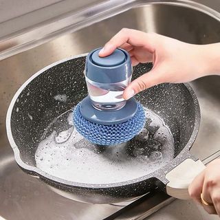 Búi sắt cọ xoong nồi có ngăn đựng nước rửa chén