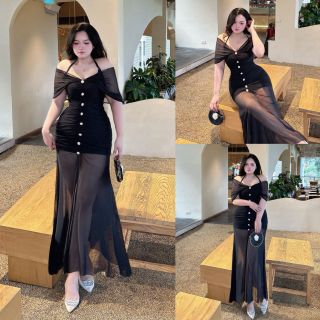 Đầm lưới dài trễ vai quyến rũ có big size