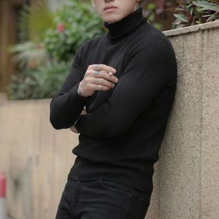 Áo len nam cổ lọ kẻ tăm hàng kĩ dày dặn lên dáng chuẩn đẹp Hà Đinh - Đen, Trắng, Ghi - M L XL - lo-tam