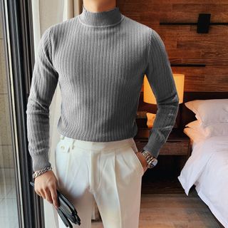 Áo len nam cổ 5p họa tiết vặn xoắn dày kiểu dáng Hàn Quốc - Đen,Ghi,Nâu,Trắng - M/L/XL - 5p-lac- Hà Đinh bán buôn bán sỉ